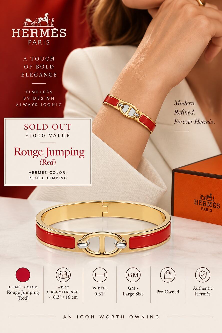 Hermes Bangle Bracelet Mini Clic H Chaine dAncre PM Small RED Gold Rouge Jumping